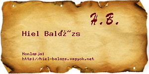 Hiel Balázs névjegykártya